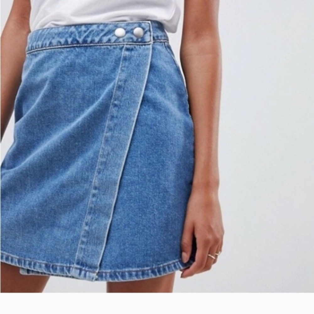 ASOS Wrap Denim‎ Jean Skirt Size 16